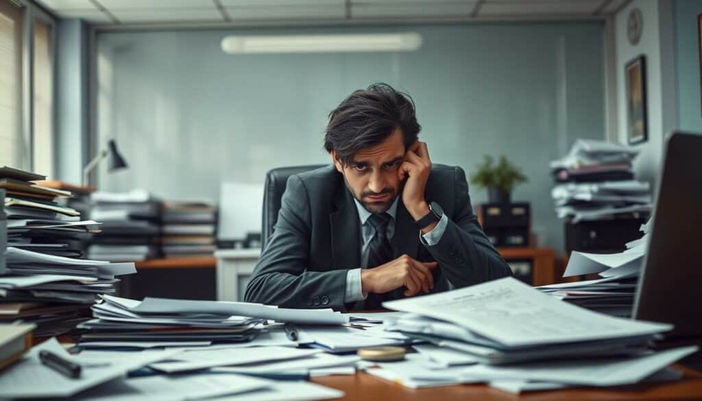 A cluttered office desk, papers and files strewn about, a stressed business person sitting with a frustrated expression. Soft, diffused lighting from an overhead source, creating shadows and depth. The scene conveys a sense of confusion and indecision, as the person struggles to navigate the process of selecting a service provider. The background is blurred, hinting at the broader context of the article's subject matter. The overall mood is one of uncertainty and the need for clarity in the decision-making process. A cluttered office desk, papers and files strewn about, a stressed business person sitting with a frustrated expression. Soft, diffused lighting from an overhead source, creating shadows and depth. The scene conveys a sense of confusion and indecision, as the person struggles to navigate the process of selecting a service provider. The background is blurred, hinting at the broader context of the article's subject matter. The overall mood is one of uncertainty and the need for clarity in the decision-making process.