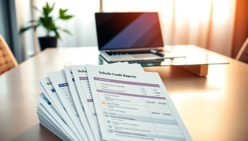 A detailed comparison of different Schufa credit reports, showcasing their key features and differences. The image depicts a modern office setting, with a clean and minimalist aesthetic. In the foreground, a stack of Schufa credit reports is prominently displayed, each with a distinct design and layout. The middle ground features a sleek, glass-topped desk, with a laptop and a pen resting on it, conveying a sense of professionalism and attention to detail. The background is softly blurred, creating a sense of depth and focus on the main subject matter. The lighting is warm and natural, creating a welcoming and informative atmosphere. The overall composition aims to visually communicate the comparative analysis of Schufa credit reports, making it an engaging and informative visual accompaniment to the article. A detailed comparison of different Schufa credit reports, showcasing their key features and differences. The image depicts a modern office setting, with a clean and minimalist aesthetic. In the foreground, a stack of Schufa credit reports is prominently displayed, each with a distinct design and layout. The middle ground features a sleek, glass-topped desk, with a laptop and a pen resting on it, conveying a sense of professionalism and attention to detail. The background is softly blurred, creating a sense of depth and focus on the main subject matter. The lighting is warm and natural, creating a welcoming and informative atmosphere. The overall composition aims to visually communicate the comparative analysis of Schufa credit reports, making it an engaging and informative visual accompaniment to the article.