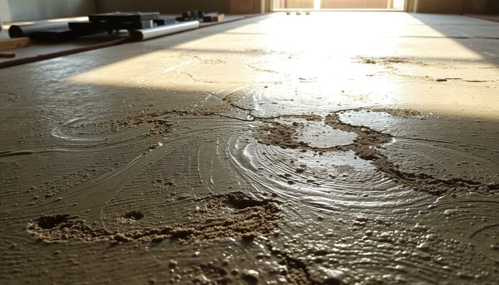 A freshly poured concrete surface, the surface glistening with moisture as it slowly begins to set and harden. Sunlight streams in from an overhead window, casting a warm glow and casting distinct shadows across the textured surface. The concrete appears dense and heavy, with a smooth, uniform finish, ready to withstand the weight of the structure it will support. In the background, the faint outlines of construction materials and tools are visible, hinting at the larger project this concrete is a part of. The overall mood is one of diligent progress, as the concrete transforms from a wet, malleable material to a solid, reliable foundation. A freshly poured concrete surface, the surface glistening with moisture as it slowly begins to set and harden. Sunlight streams in from an overhead window, casting a warm glow and casting distinct shadows across the textured surface. The concrete appears dense and heavy, with a smooth, uniform finish, ready to withstand the weight of the structure it will support. In the background, the faint outlines of construction materials and tools are visible, hinting at the larger project this concrete is a part of. The overall mood is one of diligent progress, as the concrete transforms from a wet, malleable material to a solid, reliable foundation.