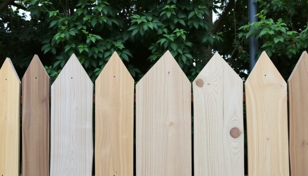 Ein Bild von verschiedenen Holzarten für einen Gartenzaun Ein Bild von verschiedenen Holzarten für einen Gartenzaun