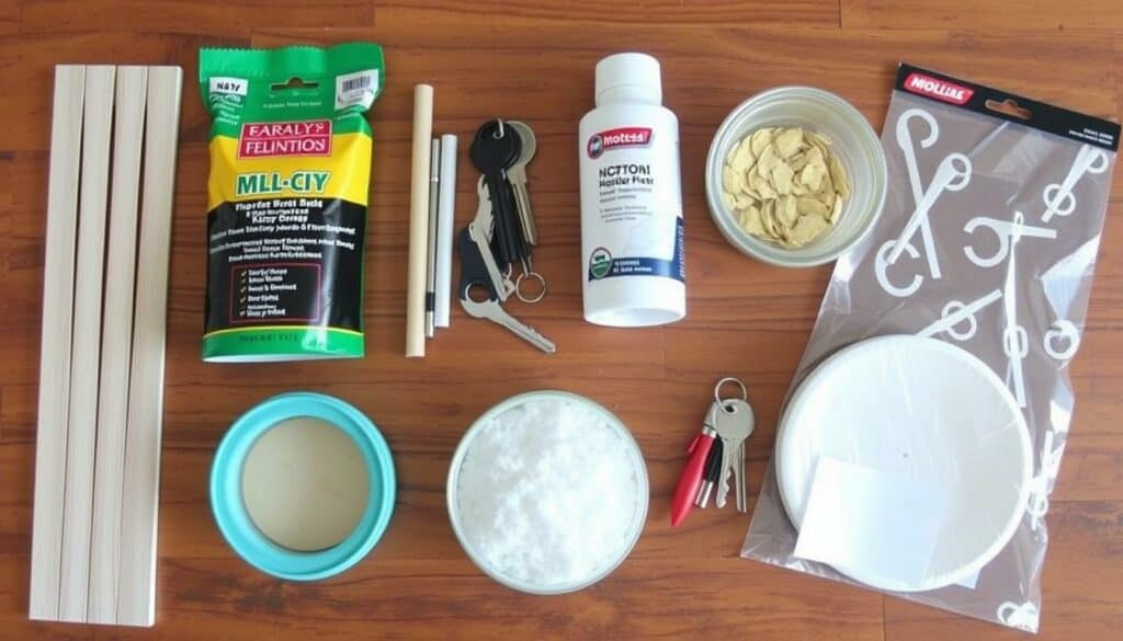 Ein Bild von verschiedenen Materialien für ein Schlüsselbrett DIY Ein Bild von verschiedenen Materialien für ein Schlüsselbrett DIY