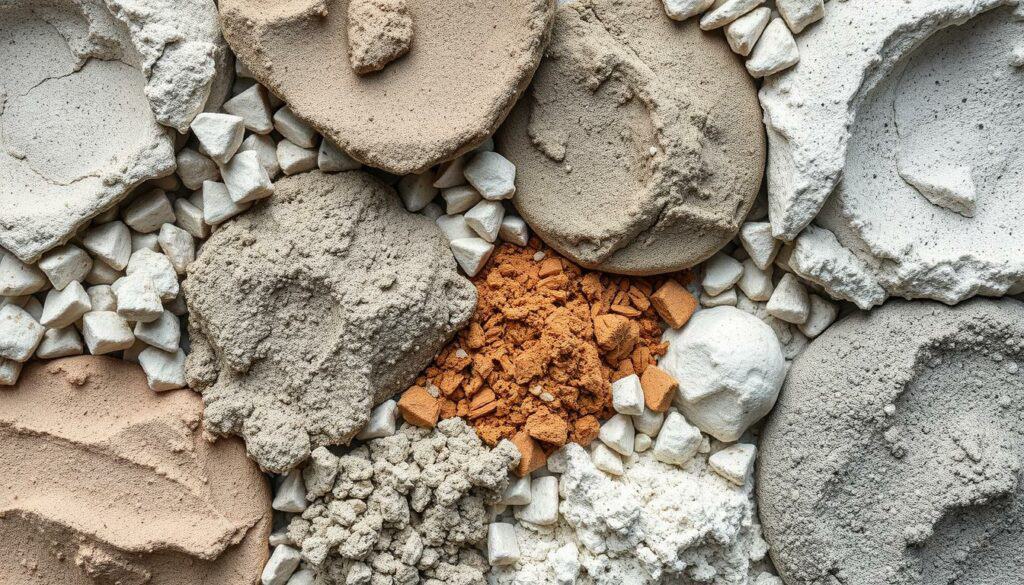 Erstelle ein Bild von verschiedenen Beton-Mischungen