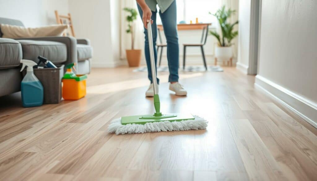 Image of a person cleaning a Laminatboden Image of a person cleaning a Laminatboden