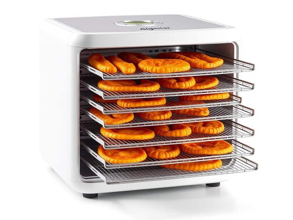 Aigostar Crispy Dörrautomat mit fünf höhenverstellbaren Ebenen