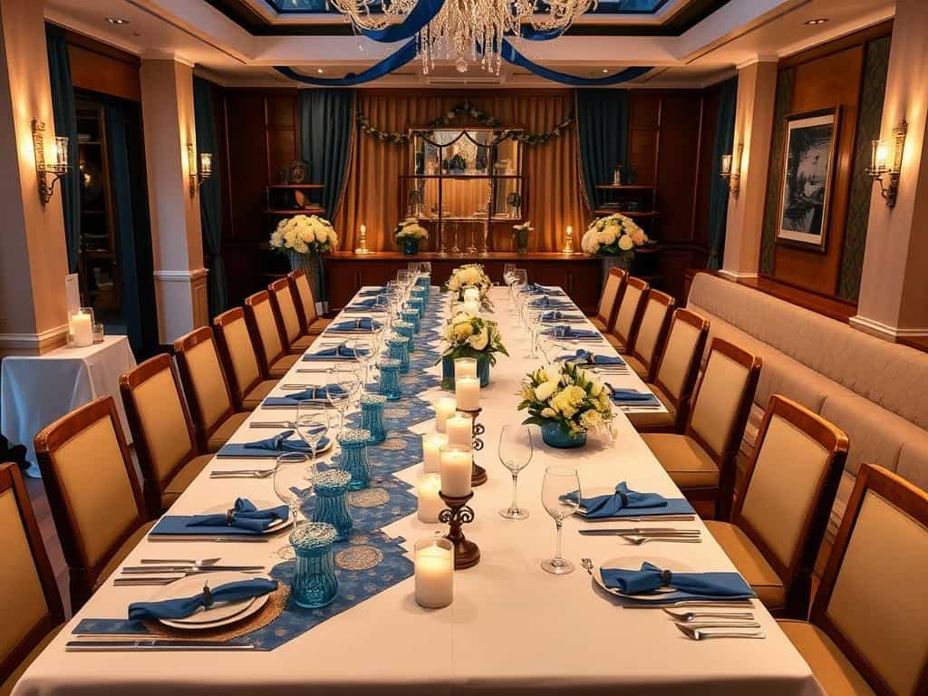 Festlich gedeckte Tafel für eine Familienfeier im Restaurant Athen Legende