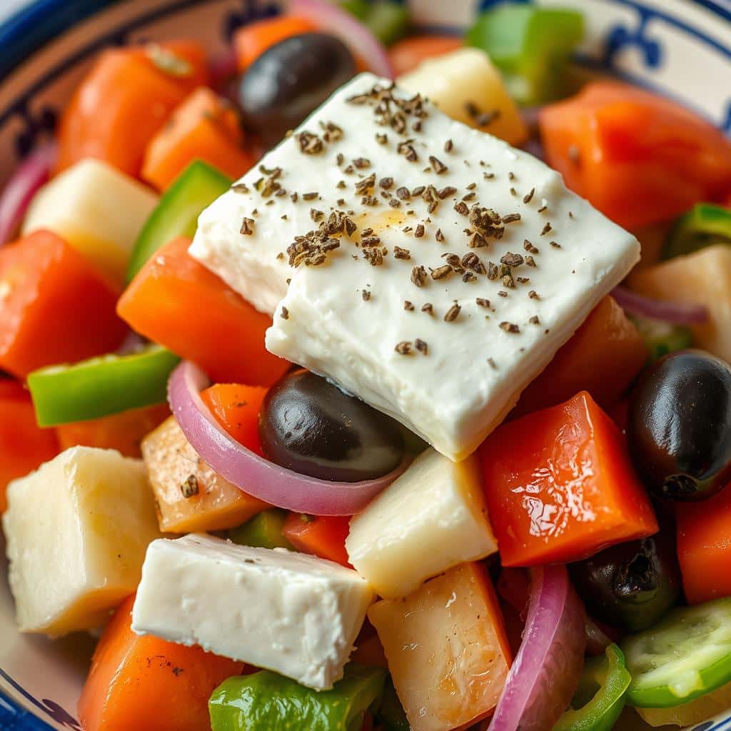 Frischer Bauernsalat mit Fetakäse im Restaurant Athen Legende