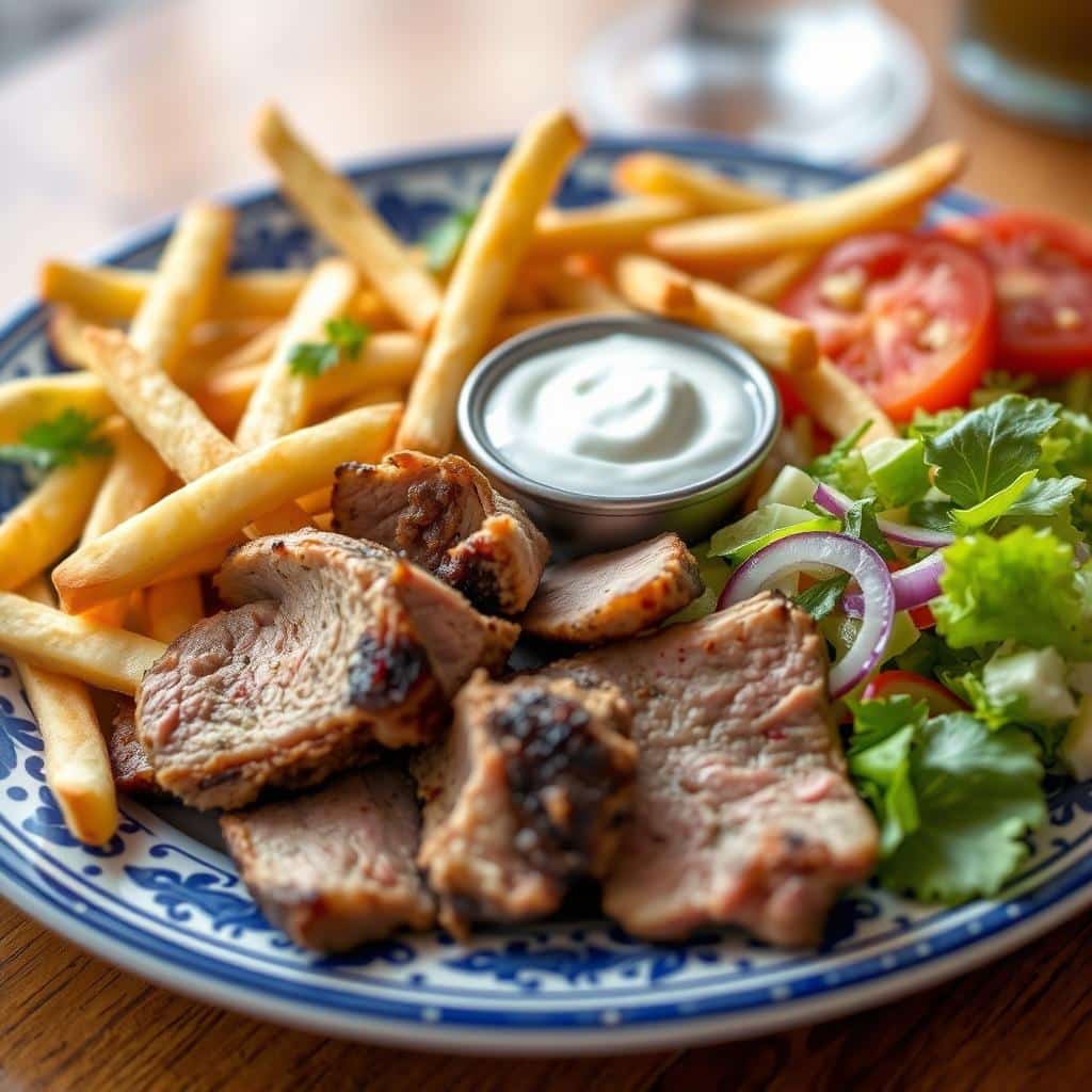 Gyros mit Pommes und Tzatziki im Restaurant Athen Legende