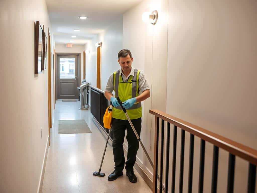 Hausmeister Frankfurt bei Reinigungsarbeiten