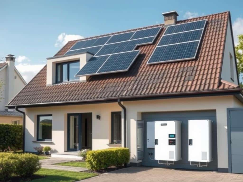 Heimspeicher mit Solaranlage auf Einfamilienhaus