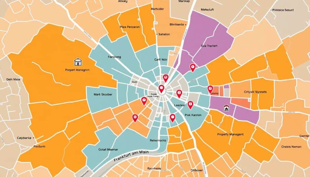 Karte der Frankfurter Stadtteile mit Hausmeister-Verfügbarkeit