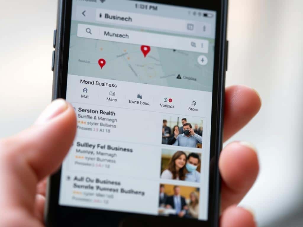 Lokale Suche auf Smartphone nach Firma in München