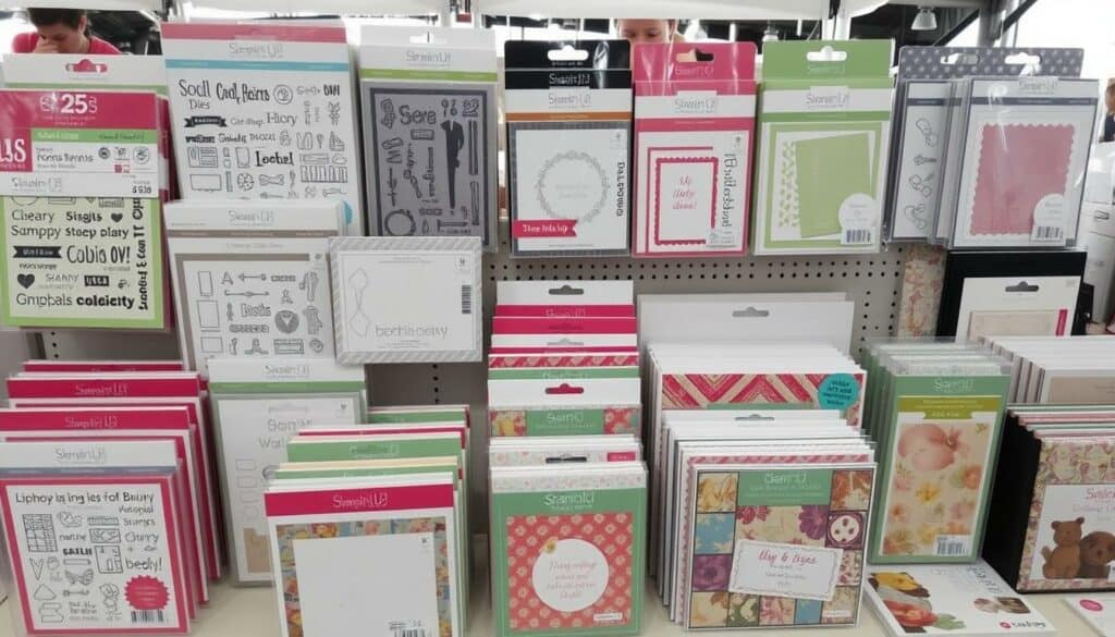 Verschiedene Stampin Up Produktpakete auf einem Flohmarkt
