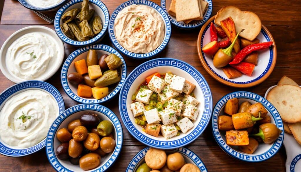 Vielfältige griechische Vorspeisen im Restaurant Athen Legende