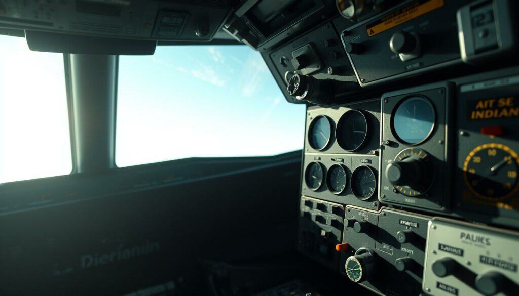 A meticulously detailed close-up view of the cockpit control panel of an Air India aircraft, illuminated by soft, natural lighting filtering through the windshield. The switches, knobs, and dials are captured in high fidelity, showcasing their intricate design and functionality. The scene conveys a sense of quiet contemplation, as if the viewer is examining the equipment in search of clues about a tragic accident. The crisp, photorealistic rendering emphasizes the technical aspects of the cockpit controls, inviting the observer to scrutinize the potential causes of the disaster. A meticulously detailed close-up view of the cockpit control panel of an Air India aircraft, illuminated by soft, natural lighting filtering through the windshield. The switches, knobs, and dials are captured in high fidelity, showcasing their intricate design and functionality. The scene conveys a sense of quiet contemplation, as if the viewer is examining the equipment in search of clues about a tragic accident. The crisp, photorealistic rendering emphasizes the technical aspects of the cockpit controls, inviting the observer to scrutinize the potential causes of the disaster.