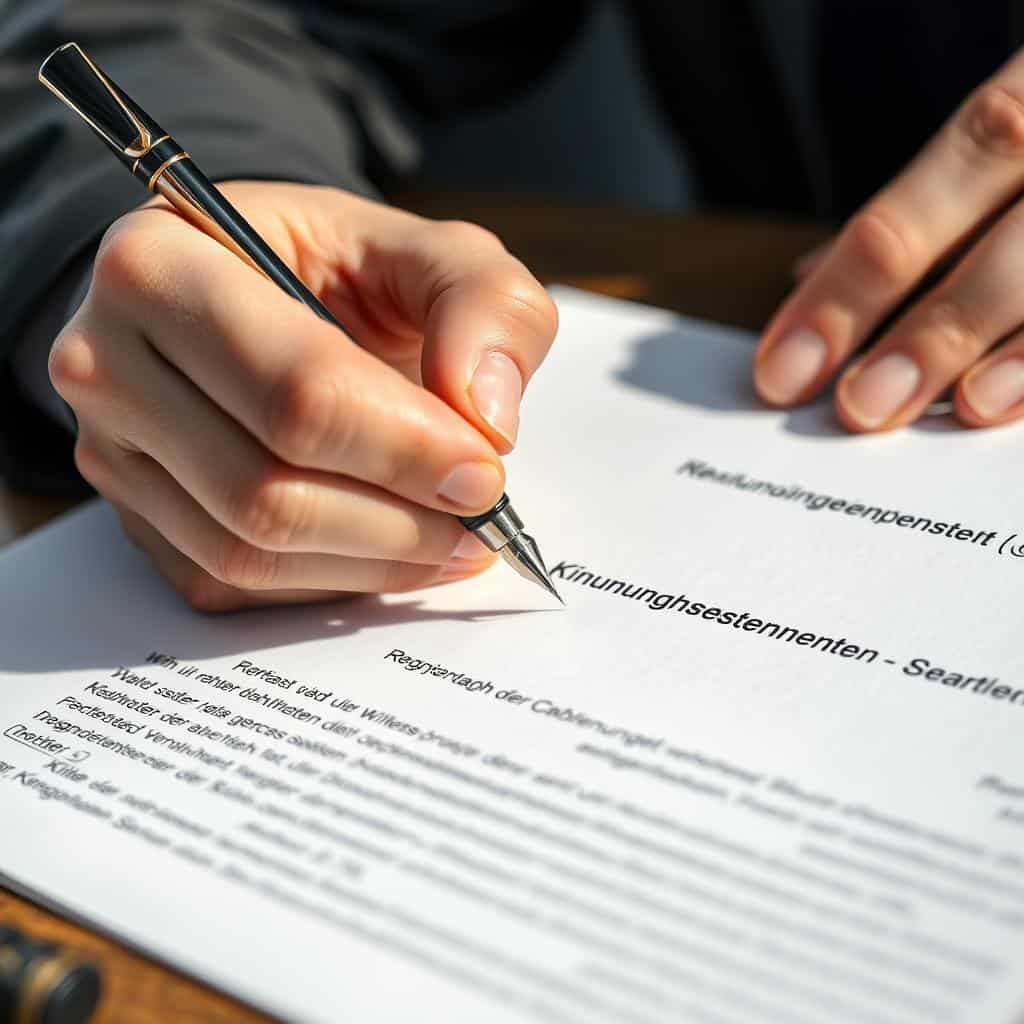 Person unterschreibt ein Kündigungsschreiben
