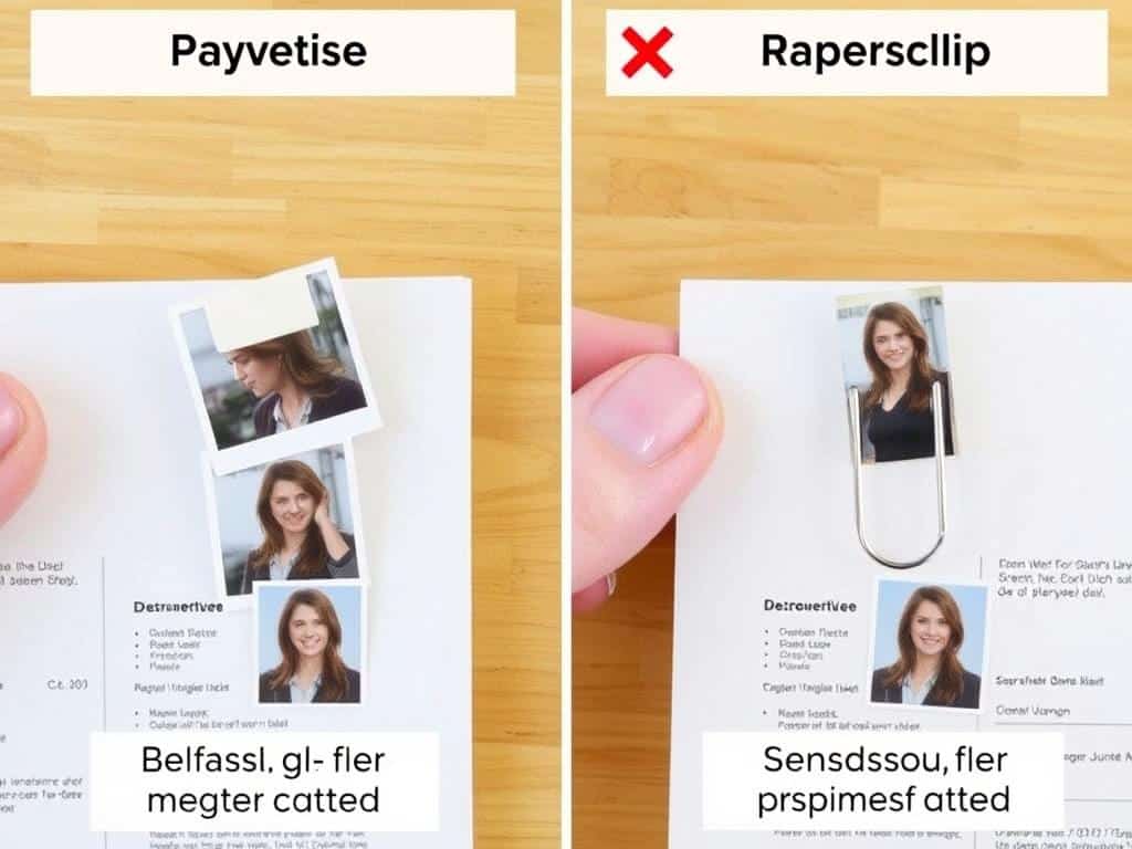 Richtige und falsche Befestigung von Bewerbungsfotos