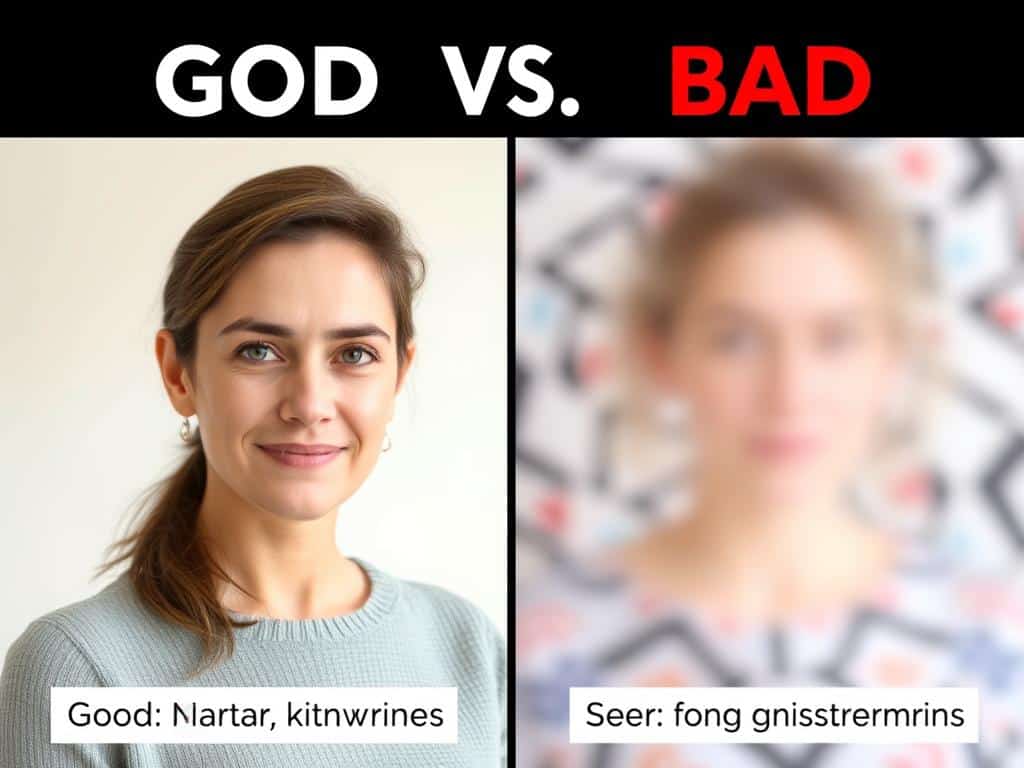 Vergleich von guten und schlechten Hintergründen für Bewerbungsfotos