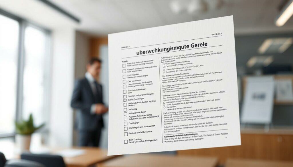 A detailed and meticulously organized checklist document floating in the foreground, with a blurred background depicting an official government office setting. The checklist has a serious, authoritative aesthetic, rendered in a clean, minimalist style with high-contrast typography. Soft, directional lighting casts subtle shadows, enhancing the sense of depth and professionalism. The overall mood is one of official oversight and regulatory compliance, reflecting the "überwachungspflichtige Gewerbe" subject matter. A detailed and meticulously organized checklist document floating in the foreground, with a blurred background depicting an official government office setting. The checklist has a serious, authoritative aesthetic, rendered in a clean, minimalist style with high-contrast typography. Soft, directional lighting casts subtle shadows, enhancing the sense of depth and professionalism. The overall mood is one of official oversight and regulatory compliance, reflecting the "überwachungspflichtige Gewerbe" subject matter.