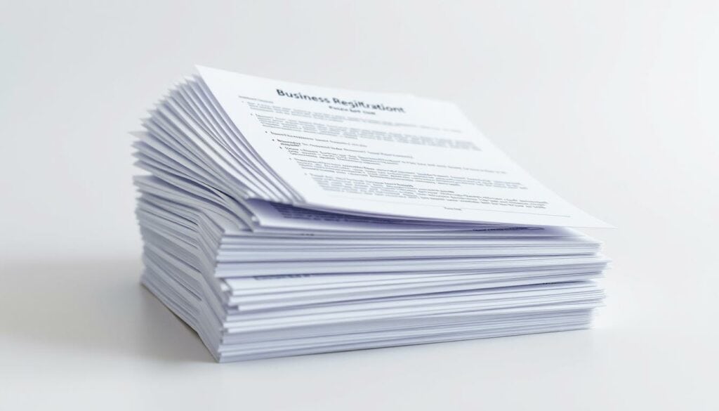 A neatly organized stack of business registration documents with a smooth and professional appearance, presented against a clean, minimalist background. The papers feature crisp, legible text and clear section headings, conveying a sense of efficiency and attention to detail. The lighting is soft and diffused, creating a calm, administrative atmosphere. The angle is slightly elevated, giving the viewer a sense of authority and importance. The overall composition is balanced and visually appealing, reflecting the serious yet approachable nature of the Gewerbeamt Rottweil's services. A neatly organized stack of business registration documents with a smooth and professional appearance, presented against a clean, minimalist background. The papers feature crisp, legible text and clear section headings, conveying a sense of efficiency and attention to detail. The lighting is soft and diffused, creating a calm, administrative atmosphere. The angle is slightly elevated, giving the viewer a sense of authority and importance. The overall composition is balanced and visually appealing, reflecting the serious yet approachable nature of the Gewerbeamt Rottweil's services.