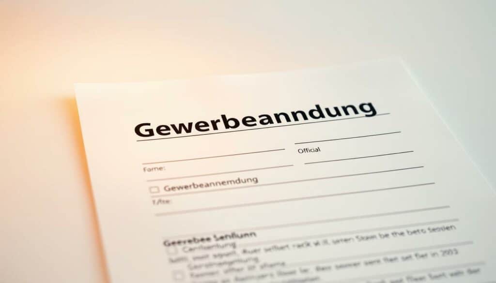A vibrant and meticulously detailed image of a "Gewerbeanmeldung" form, the centerpiece of a modern and minimalist composition. The form is rendered with crisp, high-resolution lines and typography, set against a soft, diffused background that evokes the professional atmosphere of a city government office. Subtle warm lighting casts a gentle glow, highlighting the official stamp and signature fields. The layout is clean and organized, with a balanced arrangement of text fields and checkbox options. The overall tone is authoritative yet approachable, conveying the efficient and well-structured services of the Gewerbeamt Villingen Schwenningen. A vibrant and meticulously detailed image of a "Gewerbeanmeldung" form, the centerpiece of a modern and minimalist composition. The form is rendered with crisp, high-resolution lines and typography, set against a soft, diffused background that evokes the professional atmosphere of a city government office. Subtle warm lighting casts a gentle glow, highlighting the official stamp and signature fields. The layout is clean and organized, with a balanced arrangement of text fields and checkbox options. The overall tone is authoritative yet approachable, conveying the efficient and well-structured services of the Gewerbeamt Villingen Schwenningen.