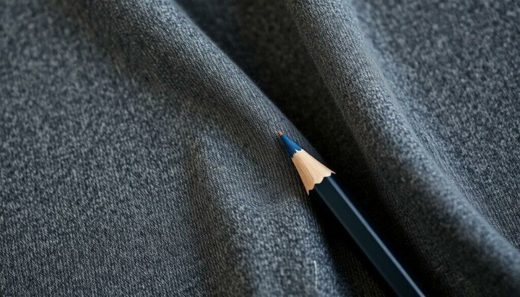 A close-up of high-quality textile materials in a muted color palette, featuring a soft, brushed-cotton t-shirt fabric with a subtle sheen. The texture is detailed, showcasing the intricate weave and slight irregularities that give the material a premium, artisanal feel. Muted shades of gray and charcoal are punctuated by occasional bursts of color, such as a vibrant thread or a hint of deep indigo. The lighting is soft and diffused, casting gentle shadows that accentuate the depth and dimensionality of the fabric. The composition is clean and minimalist, allowing the materials to take center stage and convey a sense of refined simplicity and quality.