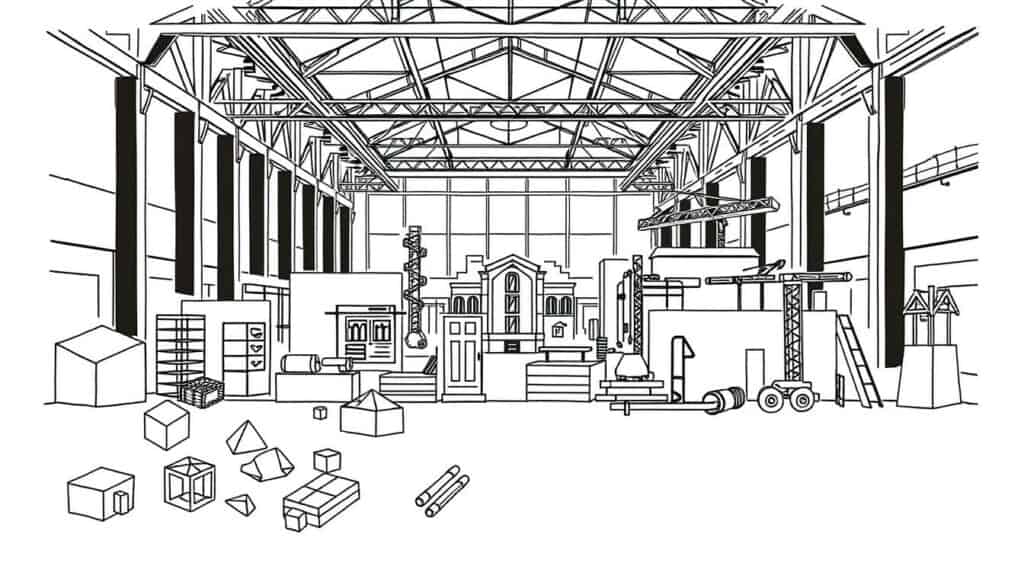 A minimalist, technical illustration depicting the key exhibition themes of the Natursteinmesse in Nuremberg. A sharp, hand-drawn appearance with crisp black lines and muted tones, accented by subtle pops of color. The foreground features geometric icons representing the diverse range of natural stone products, materials, and applications. The middle ground showcases architectural elements, construction tools, and processing equipment. The background hints at an expansive exhibition hall with architectural details and framing. The overall mood is one of precision, professionalism, and the celebration of natural stone as a versatile building material. A minimalist, technical illustration depicting the key exhibition themes of the Natursteinmesse in Nuremberg. A sharp, hand-drawn appearance with crisp black lines and muted tones, accented by subtle pops of color. The foreground features geometric icons representing the diverse range of natural stone products, materials, and applications. The middle ground showcases architectural elements, construction tools, and processing equipment. The background hints at an expansive exhibition hall with architectural details and framing. The overall mood is one of precision, professionalism, and the celebration of natural stone as a versatile building material.