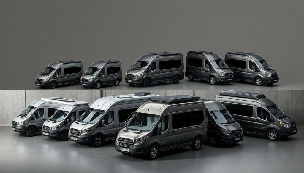 A spacious and modern campervan fleet, showcased in a sleek, minimalist display. Varying sizes and configurations, each with distinctive silhouettes against a subtly textured backdrop. Intriguing angles and perspectives capture the diverse vehicle options, inviting the viewer to imagine their perfect road trip companion. Muted tones of gray and black, punctuated by strategic pops of color, evoke a sense of sophistication and functionality. Crisp lighting illuminates the clean lines and premium materials, highlighting the attention to detail. This carefully curated selection caters to a wide range of needs and preferences, offering the ultimate in customizable van life experiences. A spacious and modern campervan fleet, showcased in a sleek, minimalist display. Varying sizes and configurations, each with distinctive silhouettes against a subtly textured backdrop. Intriguing angles and perspectives capture the diverse vehicle options, inviting the viewer to imagine their perfect road trip companion. Muted tones of gray and black, punctuated by strategic pops of color, evoke a sense of sophistication and functionality. Crisp lighting illuminates the clean lines and premium materials, highlighting the attention to detail. This carefully curated selection caters to a wide range of needs and preferences, offering the ultimate in customizable van life experiences.