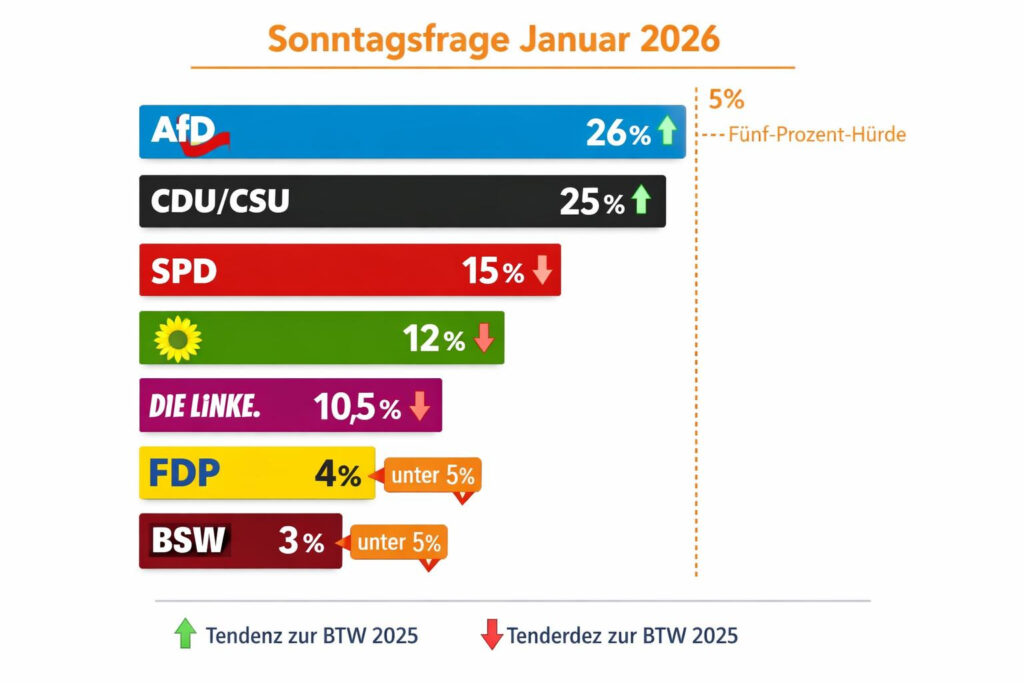 Aktuelle Umfrageergebnisse Januar 2026