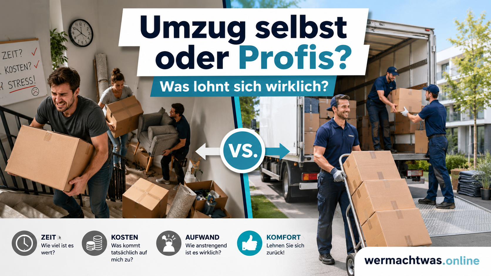Vergleich zwischen Umzug in Eigenregie und professionellem Umzugsunternehmen