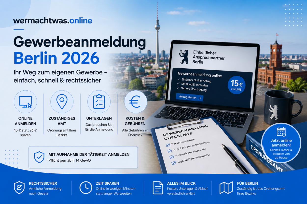 Gewerbeanmeldung Berlin 2026: Kosten, Online-Antrag & Ablauf