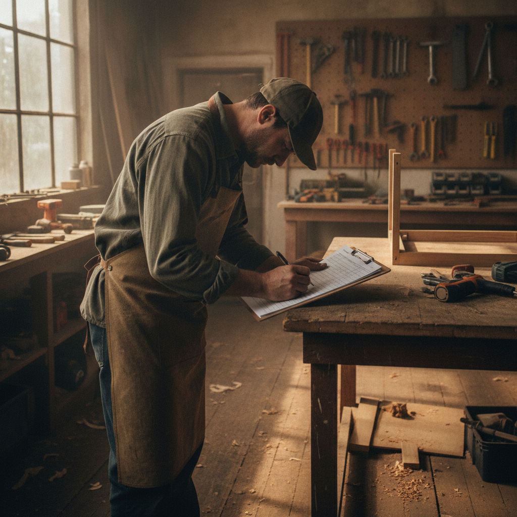 Arbeitszeiterfassung Handwerksbetrieb: Handwerker dokumentiert Arbeitszeit