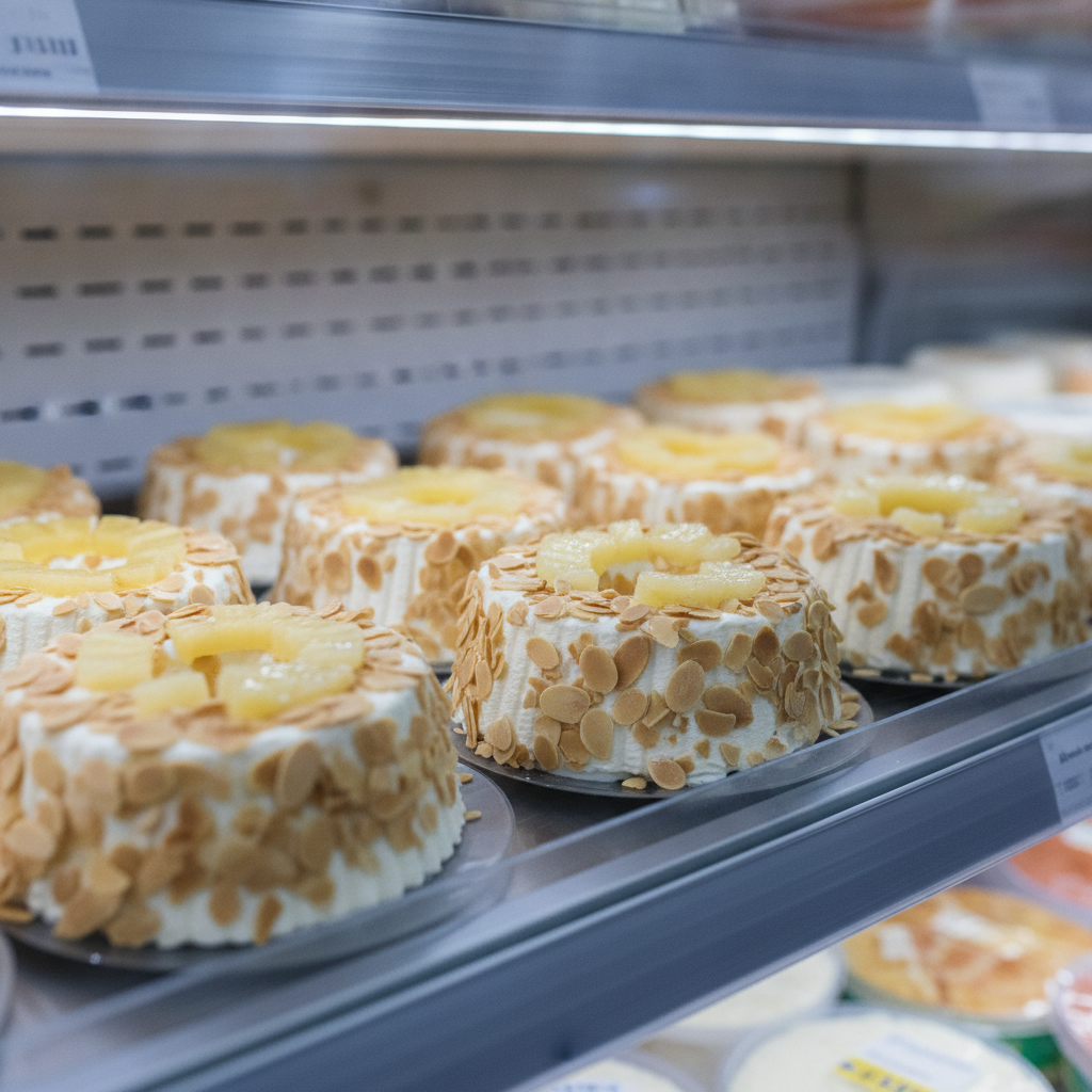 Frischkäseringe Rückruf: Frischkäsering mit Ananas und Mandeln im Kühlregal