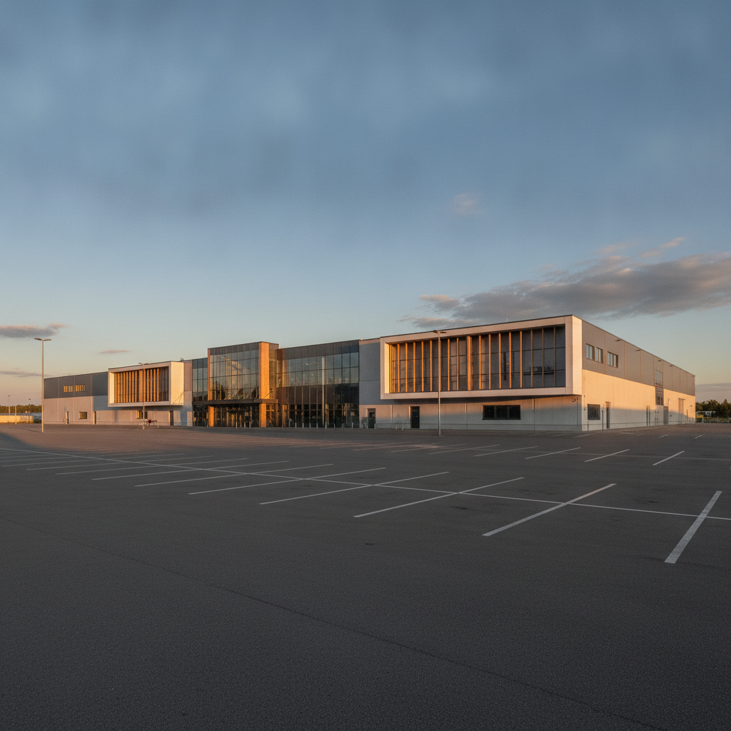 Wem gehört Globus: Großes SB-Warenhaus bei Abendlicht